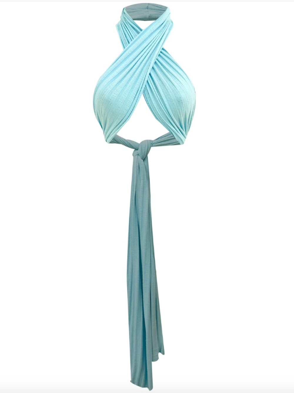 SOLD OUT Temple Ro aqua ribbed wrap crop top
